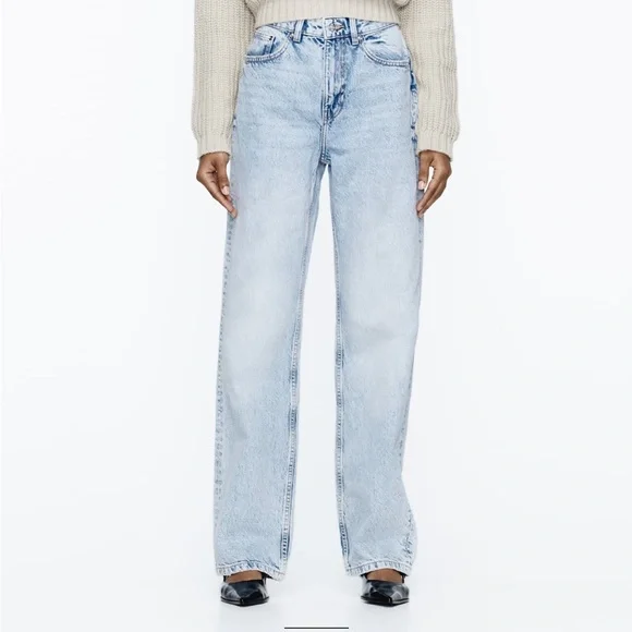 Zara Jeans Zara High Rise Long Length Straight Cut Jeans